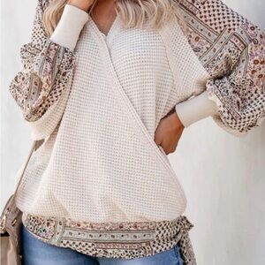 Boho Patterned Sleeve Sweater